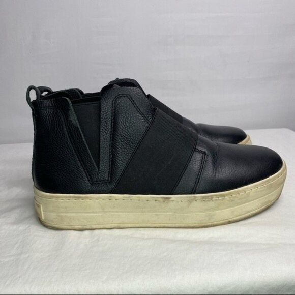 J/Slides Black White Holland High Top Leather Platform Slip On Sneakers 7.5 - Picture 8 of 11